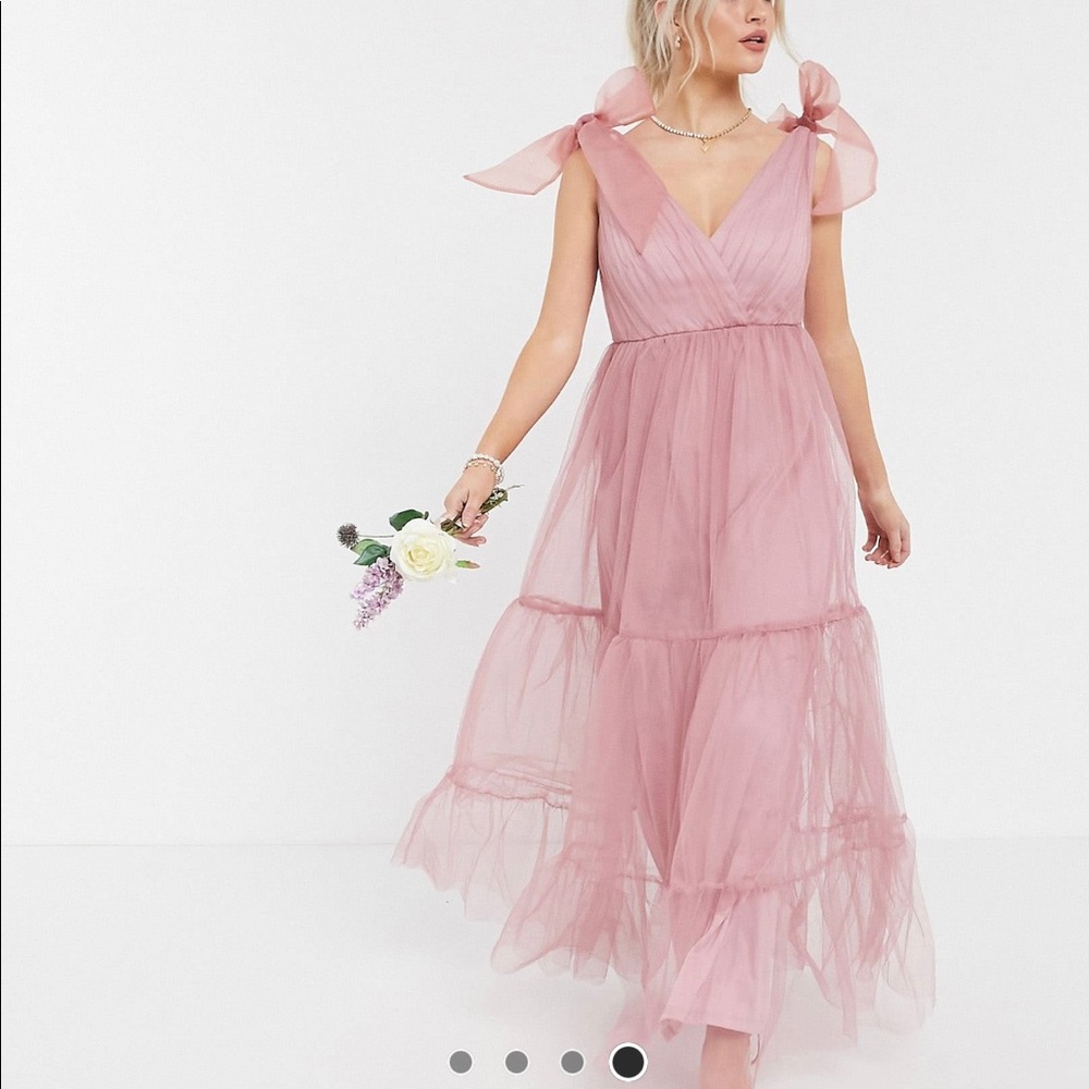 ASOS PETITE pink tulle dress with bows